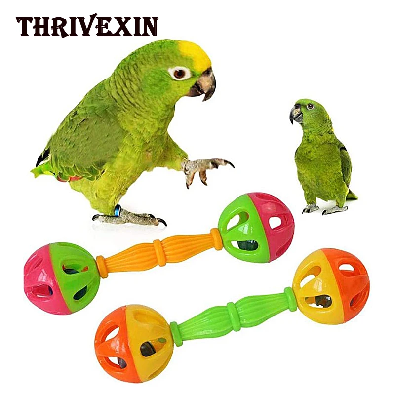 

Parrot Toy Creative Rattle Bite Resistant Bird Bite Toy Parrot Hollow Double-head Bell Ball Bird Chewing Interactive Toys