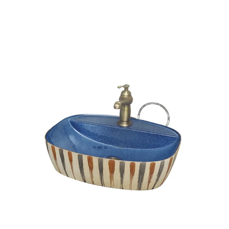 

Бытовая раковина на столешнице Керамический умывальник Умывальник на балконе Ванная комната Одинарная раковина Ретро умывальник Легкий роскошный стиль