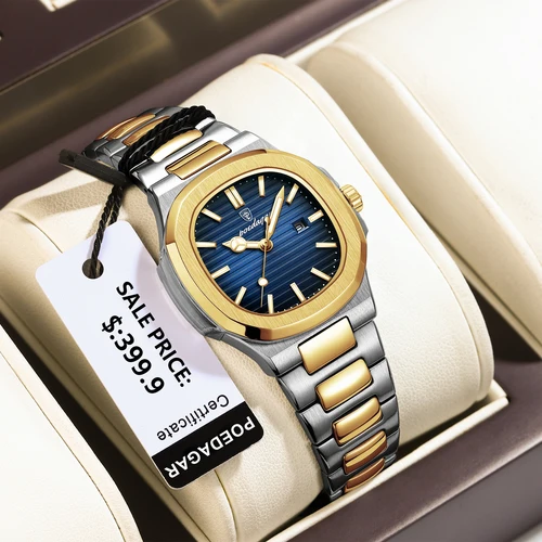 Imagen 1 del producto POEDAGAR, reloj cuadrado de cuarzo a la moda para mujer, reloj de pulsera de acero inoxidable con fecha para mujer, relojes de negocios luminosos resistentes al agua para mujer