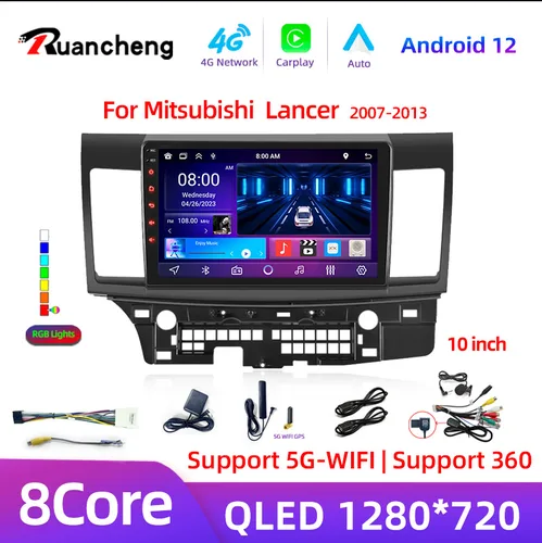 2din Android 13 Carplay Radio de coche para Mitsubishi Lancer 10 CY 2007 - 2017 reproductor de vídeo Multimedia 2 Din GPS IPS 4G DVD estéreo
