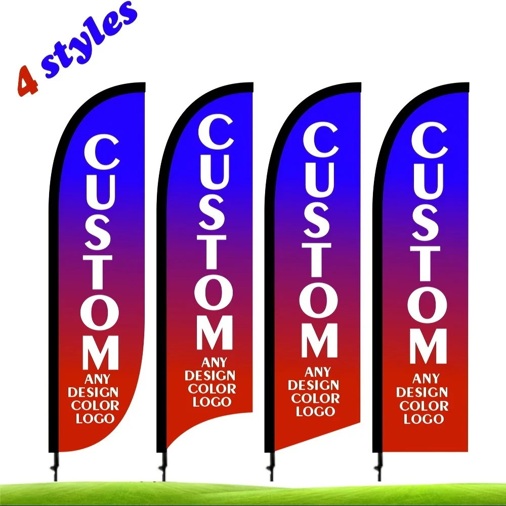 1pc Custom 50x200cm Feather Flag Banner, Single-sided Custom Printing, Multiple Styles Available, Flagpole and Base Not Included