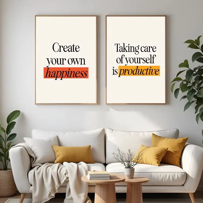 

Inspirational Quotes Wall Art, Modern Minimalist Self Care Canvas painting, Nordic Posters print for Living Room Bedroom Decor