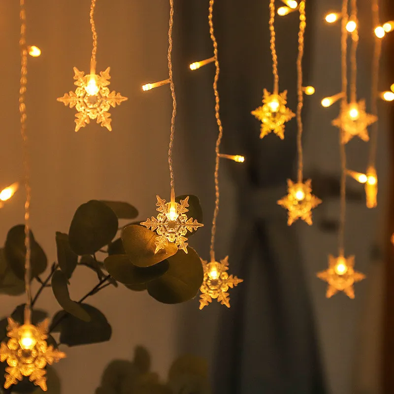 

Christmas Decoration Outdoor LED Snowflake Curtain Garland String Fairy Light for Holiday Wedding Party Home 2025 New Year Decor