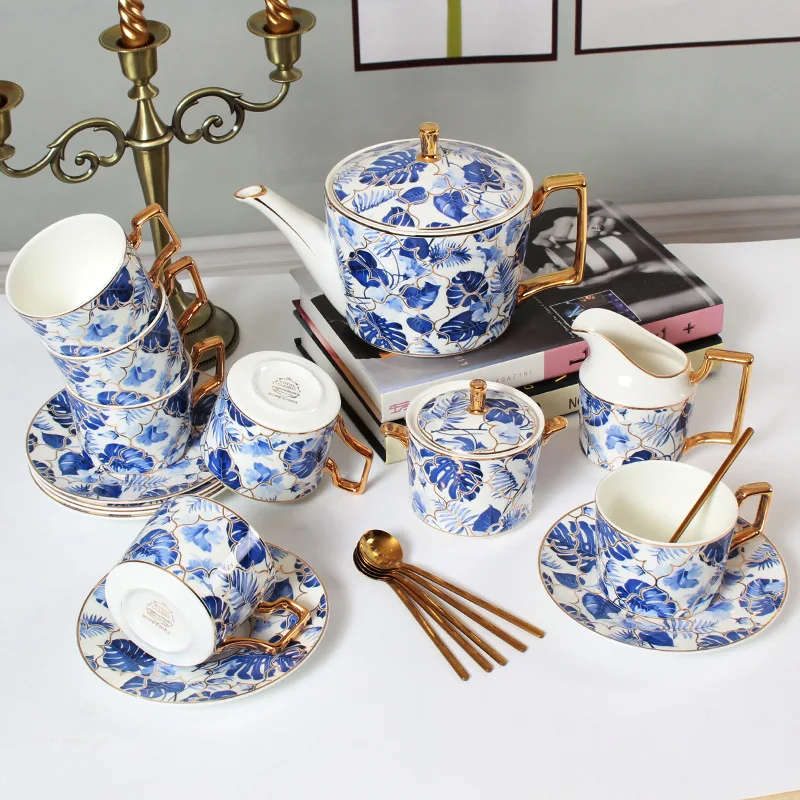 15PCS Ceramic Coffee Set  China Afternoon Gift Box Red Set Coffee Cup and Saucer
