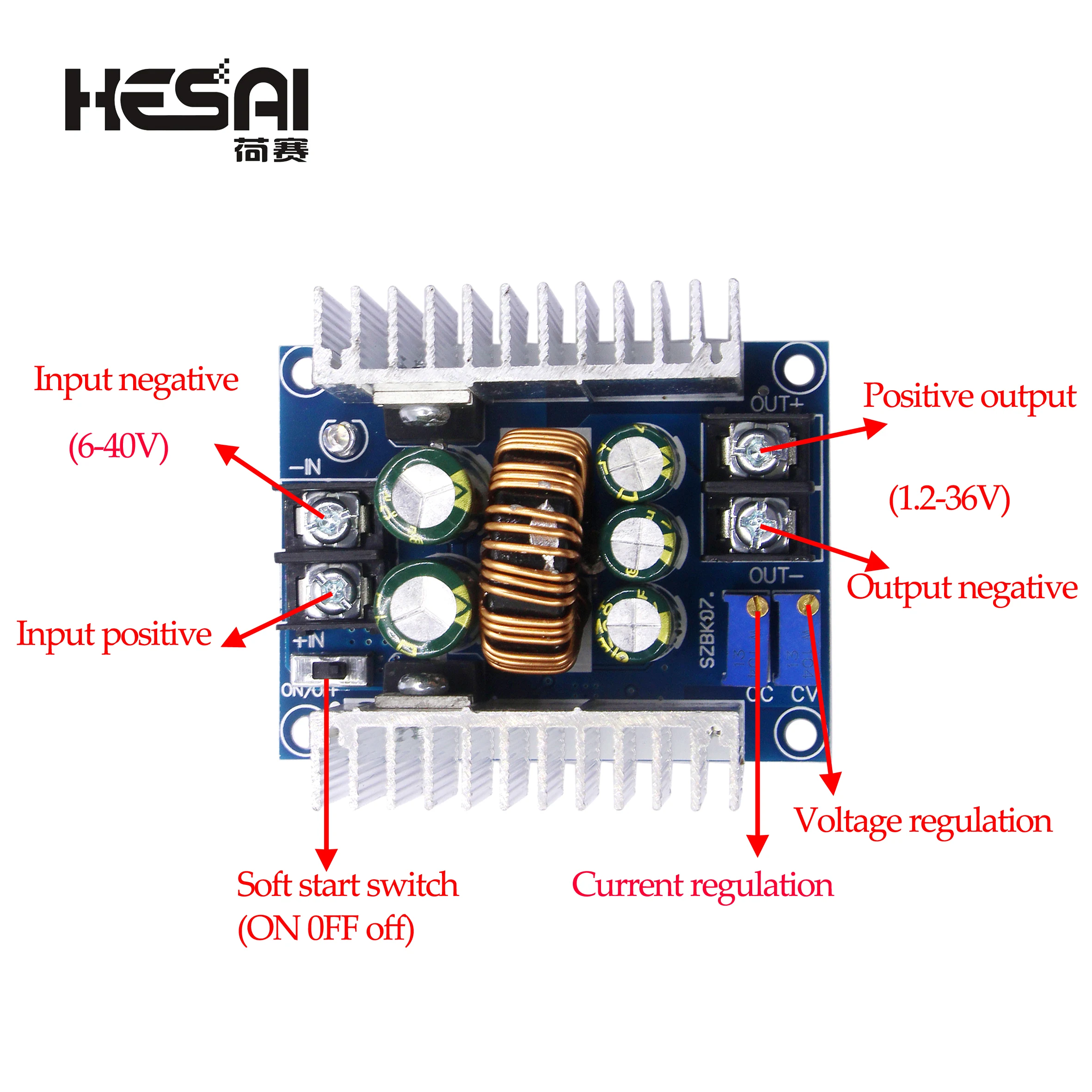 300W 20A High Power Synchronous Rectifier Step-Down Power Supply Module - Constant Voltage Current LED Charging Driver