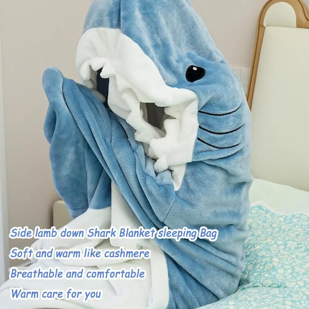 

Cartoon Shark Sleeping Bag Pajamas Office Nap Shark Blanket Karakal High Quality Fabric Mermaid Shawl Blanket For Children Adult