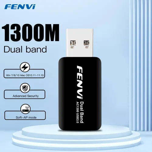 FENVI 1300Mbps 듀얼 밴드 2.4G/5Ghz USB 3.0 무선 AC 와이파이 어댑터 802.11AC WiFi 수신기 네트워크 노트북 PC 미니 동글 