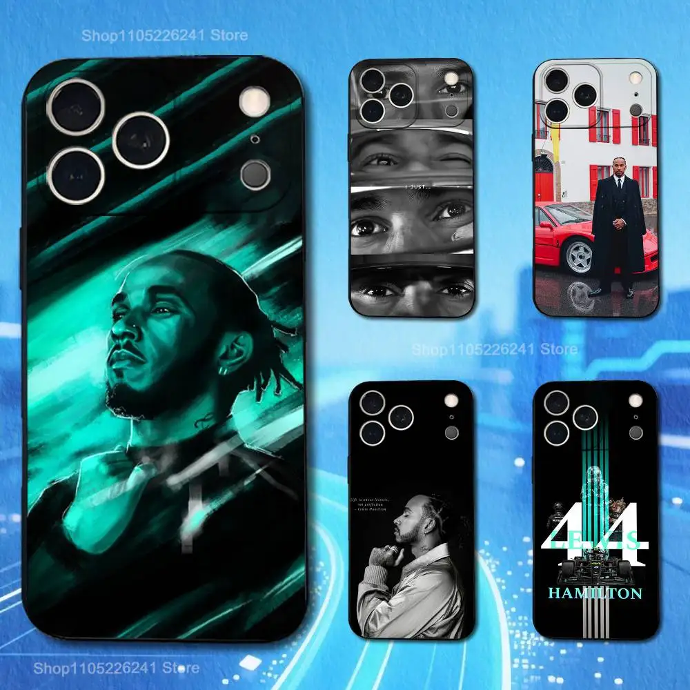Funda L-Lewis H-Hamilton Cool 44 para iPhone 11,12,15,14,13,16,17,Plus,Pro Max,XS,X,XR,SE,Mini,8,7, silicona suave negra