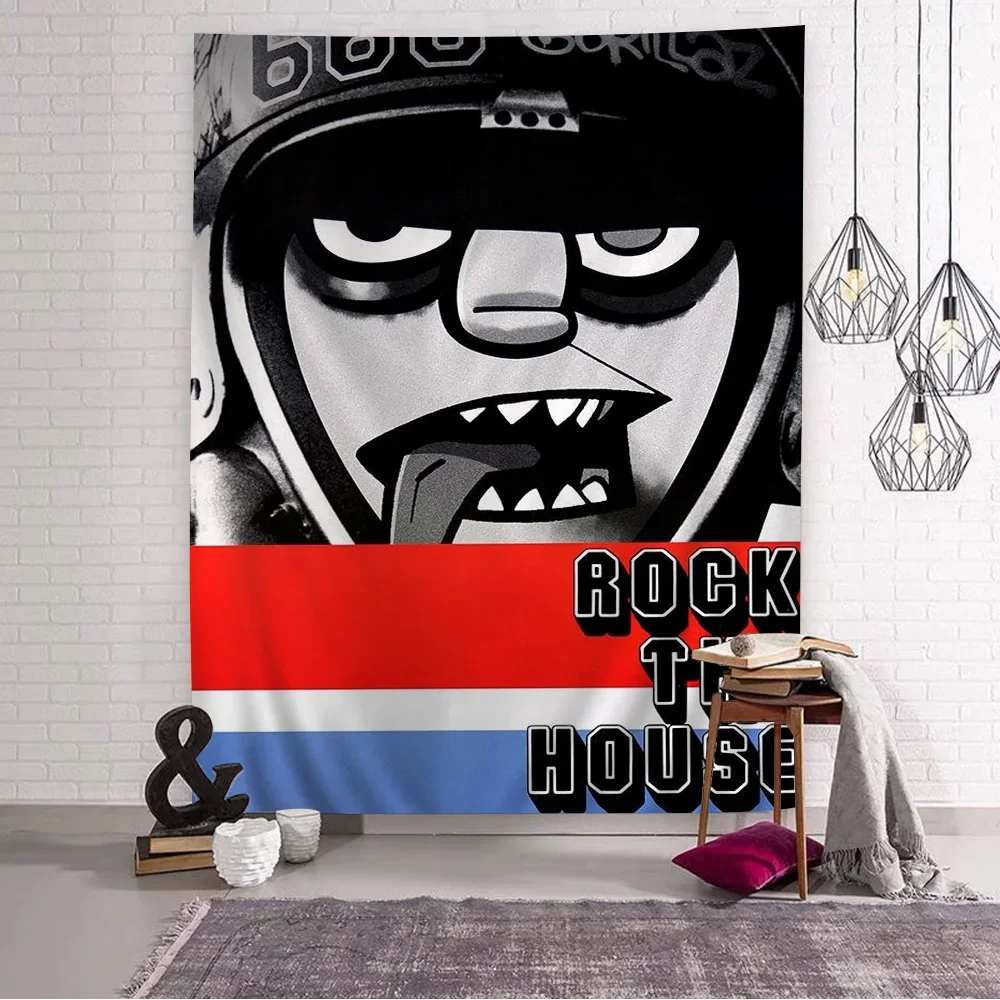 Retro Musik Gorillaz Gute Qualität Anime Tapisserie Hängen Tarot Hippie Wand Teppiche Wohnheim Wand Hängen Blätter
