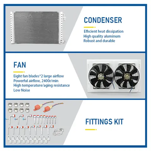 404 Universal Automotive A/C Air Conditioning Kit 12V 24V For Caravans Car Trucks Vans Air Conditioner Assemblies 6 best sales air conditioner kit - №4