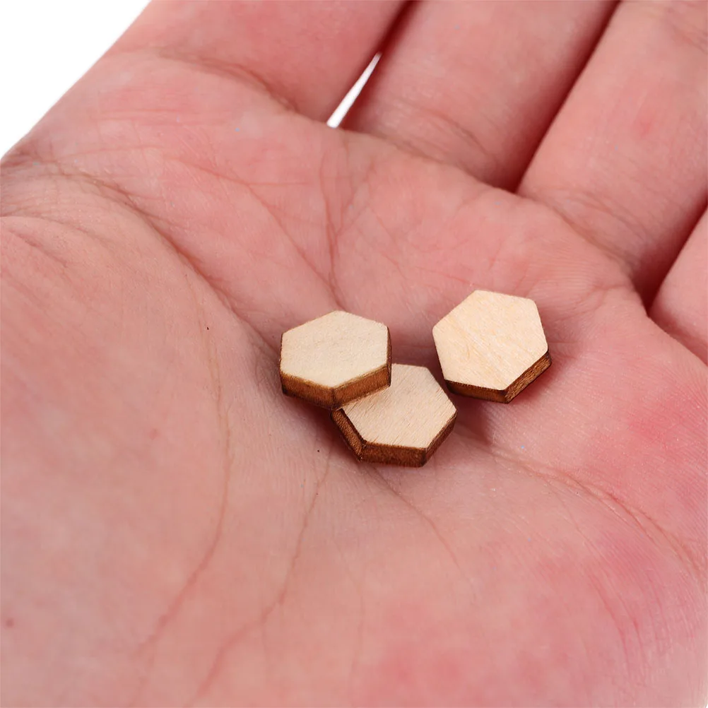 

400Pcs Hexagon Wood Pieces 12.5mm Natural Unfinished Wooden Shapes for DIY Crafts Home Decor Painting Projects Blank Craft
