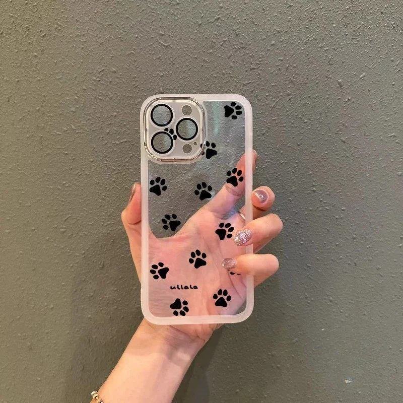 Phone Case For Huawei Nova 13 12 12i 12S Y91 Y90 Y72 Y70 Plus Y61 11 11i Ultra 10 9 Pro SE Cute Paw Print case Lens Film Cover