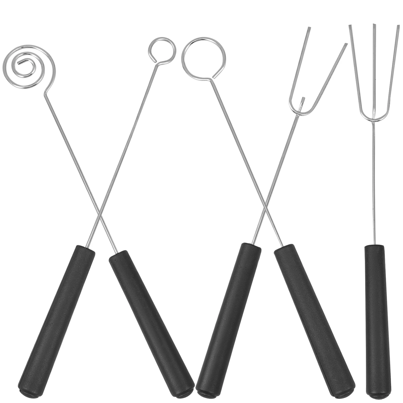 

5pcs Chocolate Stainless Steel Durable Spiral Round BBQ Dipping Kitchen Gadget Gadgets Kebab Tools