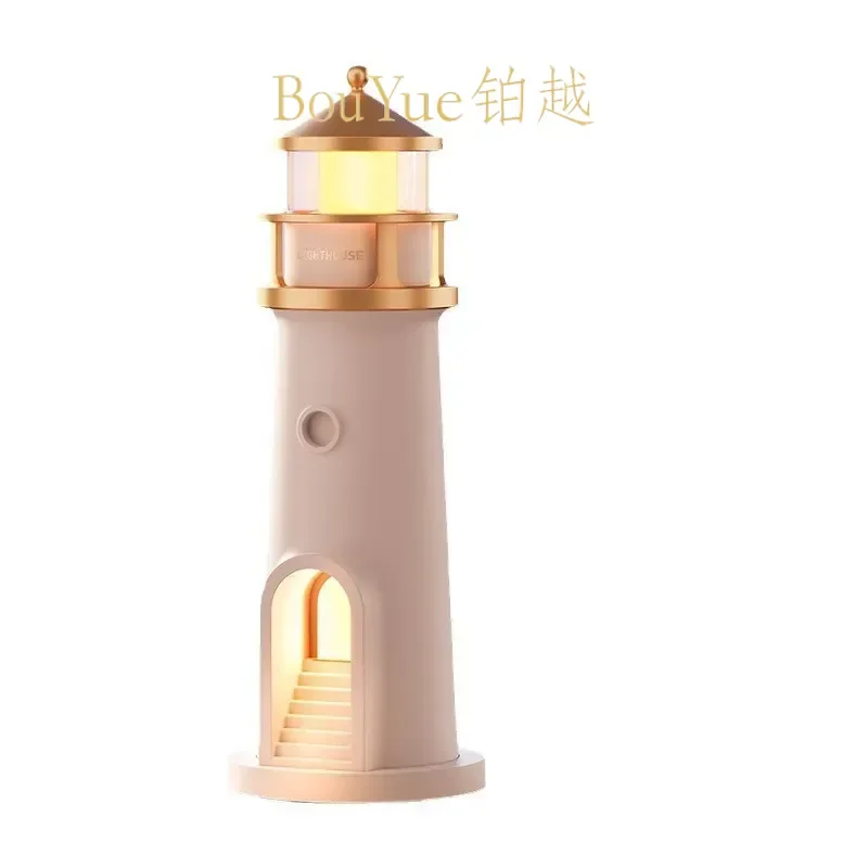 LED Moon Projection Lamp Romantic Night Light Bedroom Ambient Desk Decor Lighthouse Design Soft Glow Table Lighting Gift