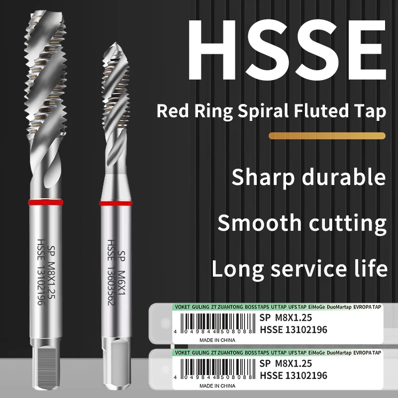 ZUANTONG HSSE Red Ring JIS Standard Spiral Fluted Tap UNC UNF 0-90 2-56 4-40 6-32 8-32 10-24 1/4 3/8 Machine Screw Thread Taps