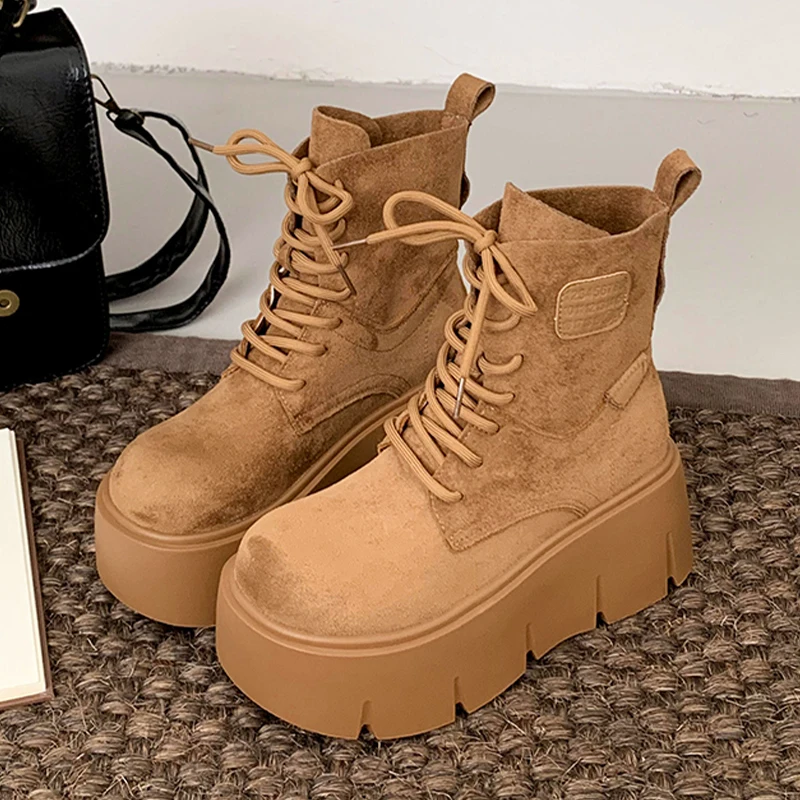 

Flats Platform Women Ankle Boots Suede Fashion Dress Shoes Designer Casual Woman Winter Boots 2025 Short Botas De Mujer Shoes