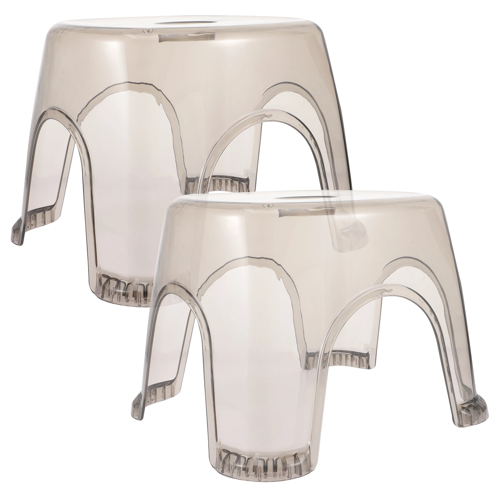 

2 Pcs Plastic Stool Transparent Grey Home Use Change Shoes Children Bathing Stable Structure Anti Skid Household Kids Stool