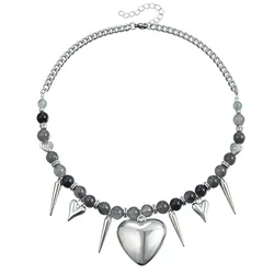 New Fashion Trend Accessories Heart Pendant Clavicle Chain Catopal Spliced Heart Cone Necklace Party Jewelry