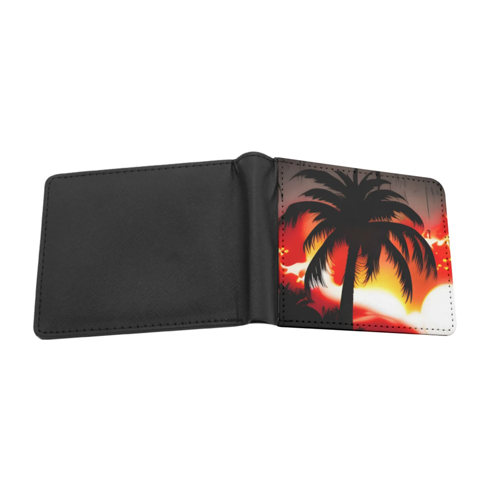 Palm Tree Sunset Men Wallets Card Man Wallet Short Purse Bi-Fold Personalized Purses Palm Tree Sunset Beach Tropical Paradise