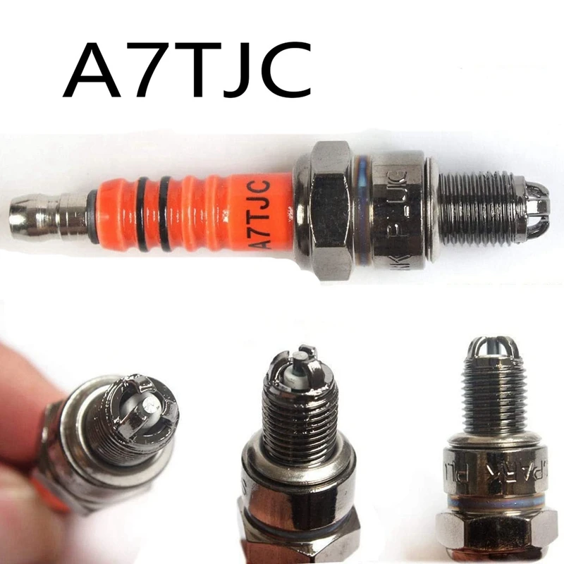 2X Motorcycle Spark Plug A7TJC Modification GY6 50Cc 70Cc 90Cc 110Cc ATV Dirtbike 50 125 150Cc 3 Electrode Spark Plug