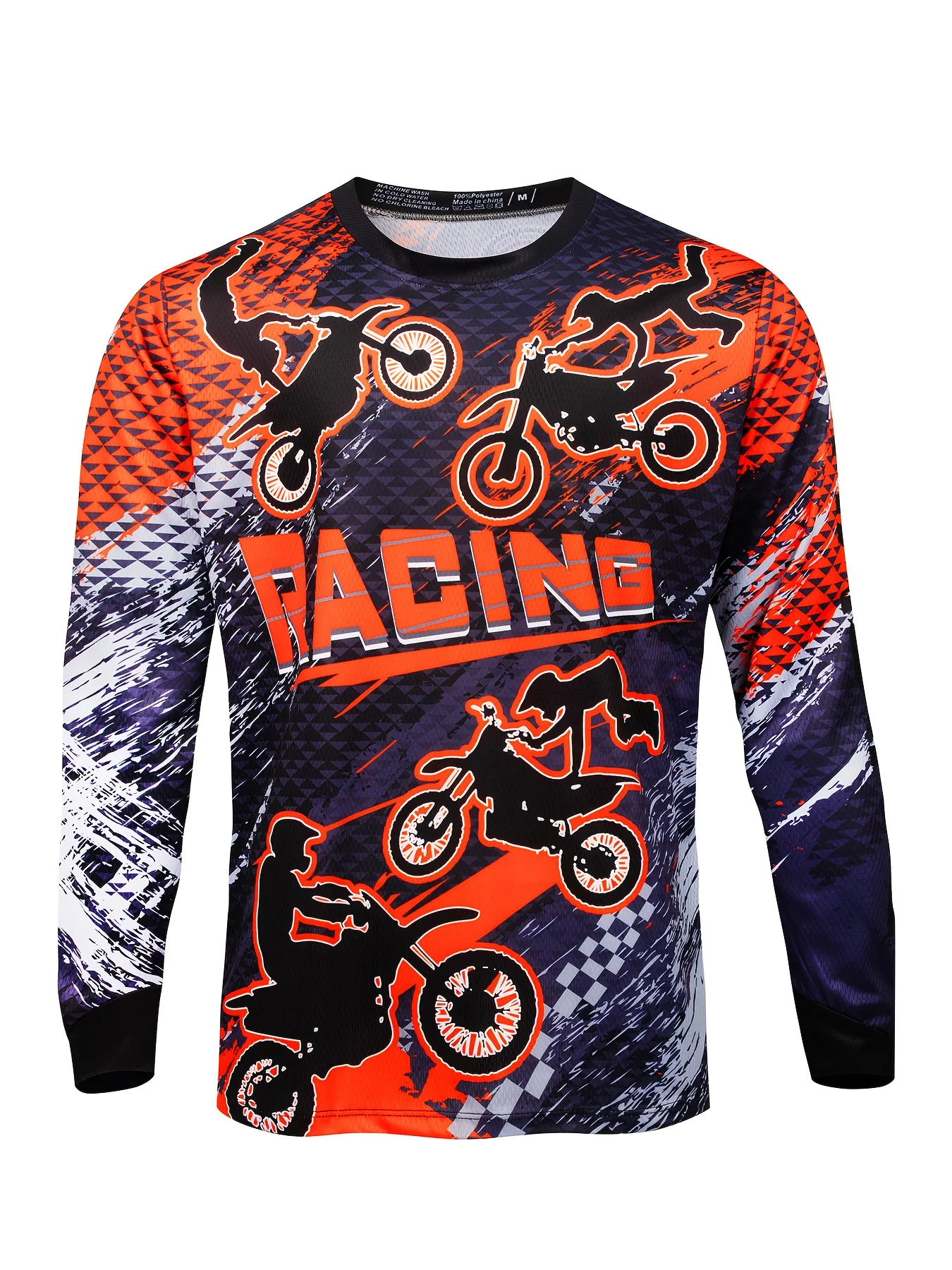 Camiseta de ciclismo transpirable de manga larga de verano para hombre para bicicleta de montaña, correr y senderismo, sudadera de secado rápido con cuello redondo