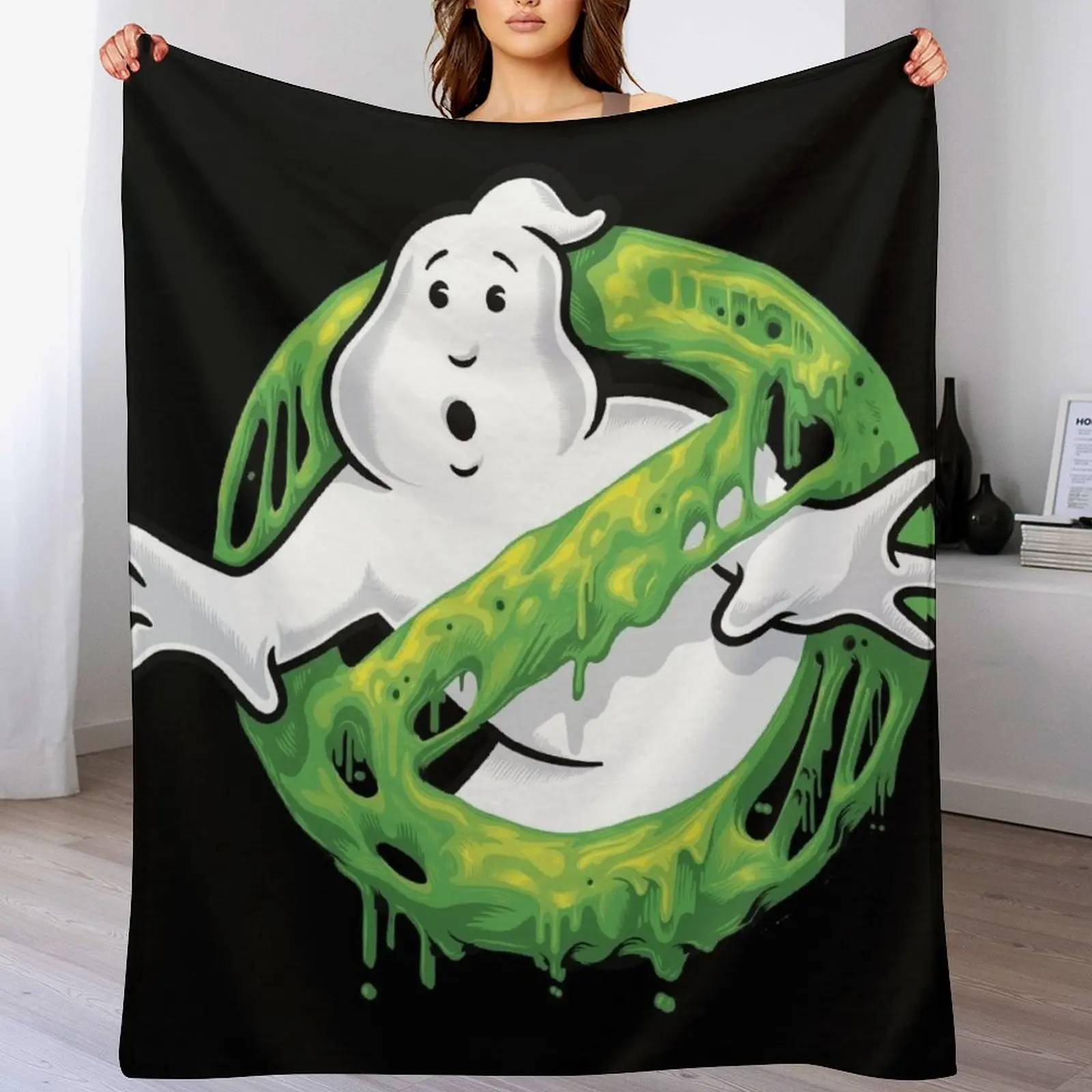 Ghost Hunters Busters Classic Slime Ghost Logo Throw Blanket