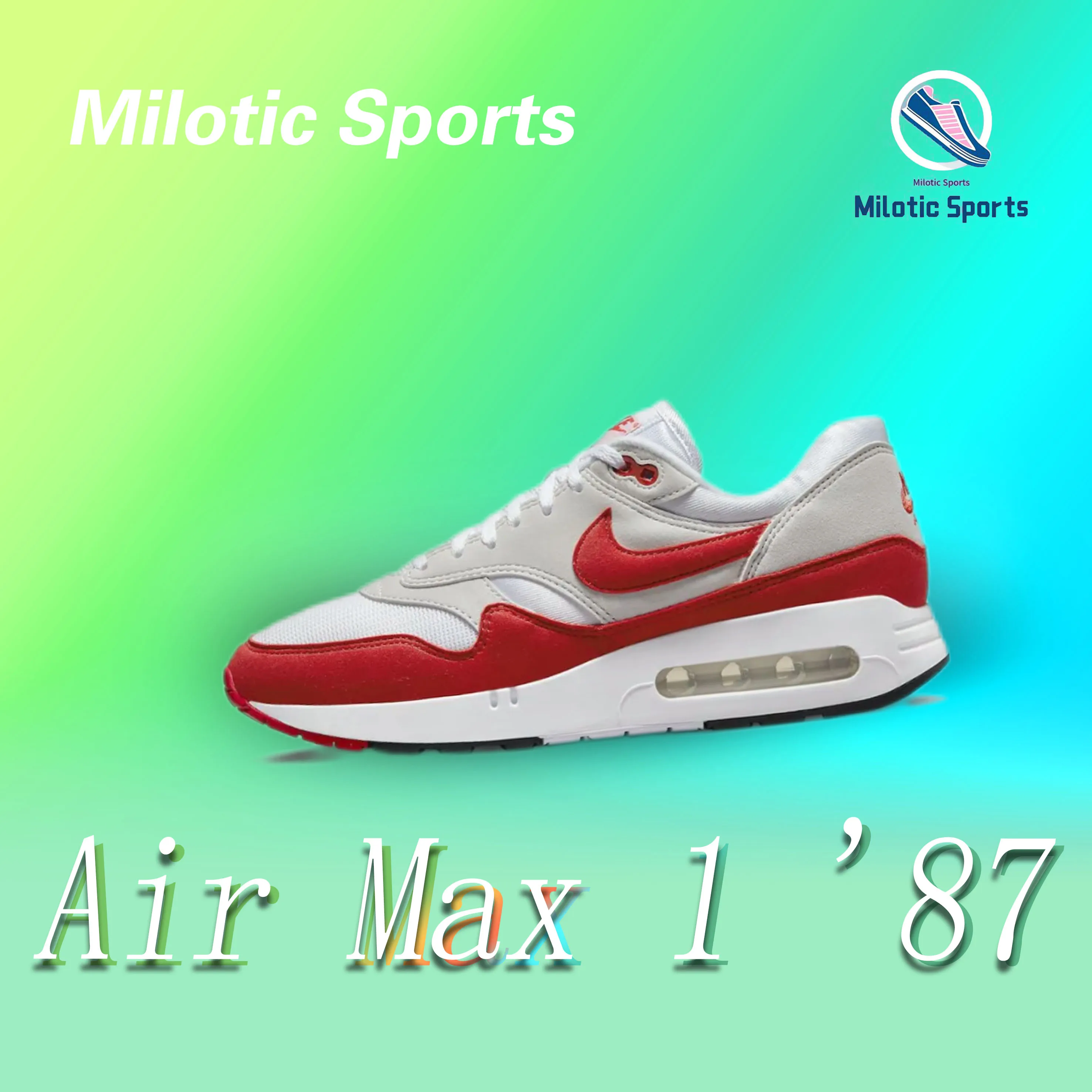 Nike Air Max 1 '87 Men's and women's fashion trend non-slip wear-resistant low-top casual running shoes reddish grey