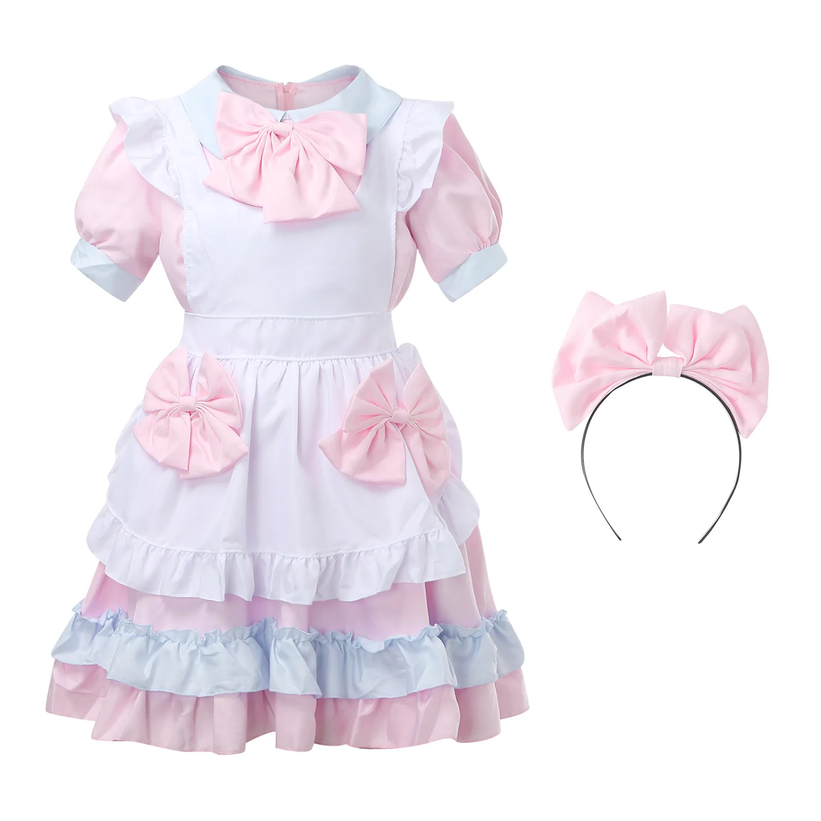 Pink Cat Maid Costume Cosplay Anime Cosplay Lolita Soft Girl Dress Loli Maid High Waisted Uniform Halloween Carnival Outfit