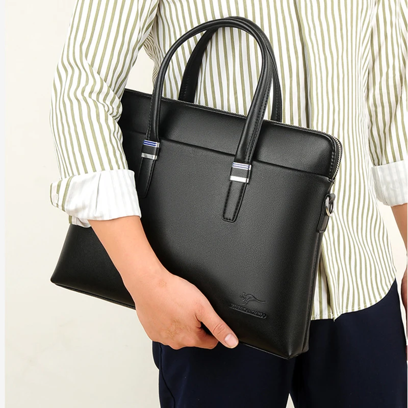 Valigetta da uomo Borsa in pelle PU portatile di alta qualità Borsa per laptop da 14 pollici A4 Borsa da lavoro a tracolla per documenti