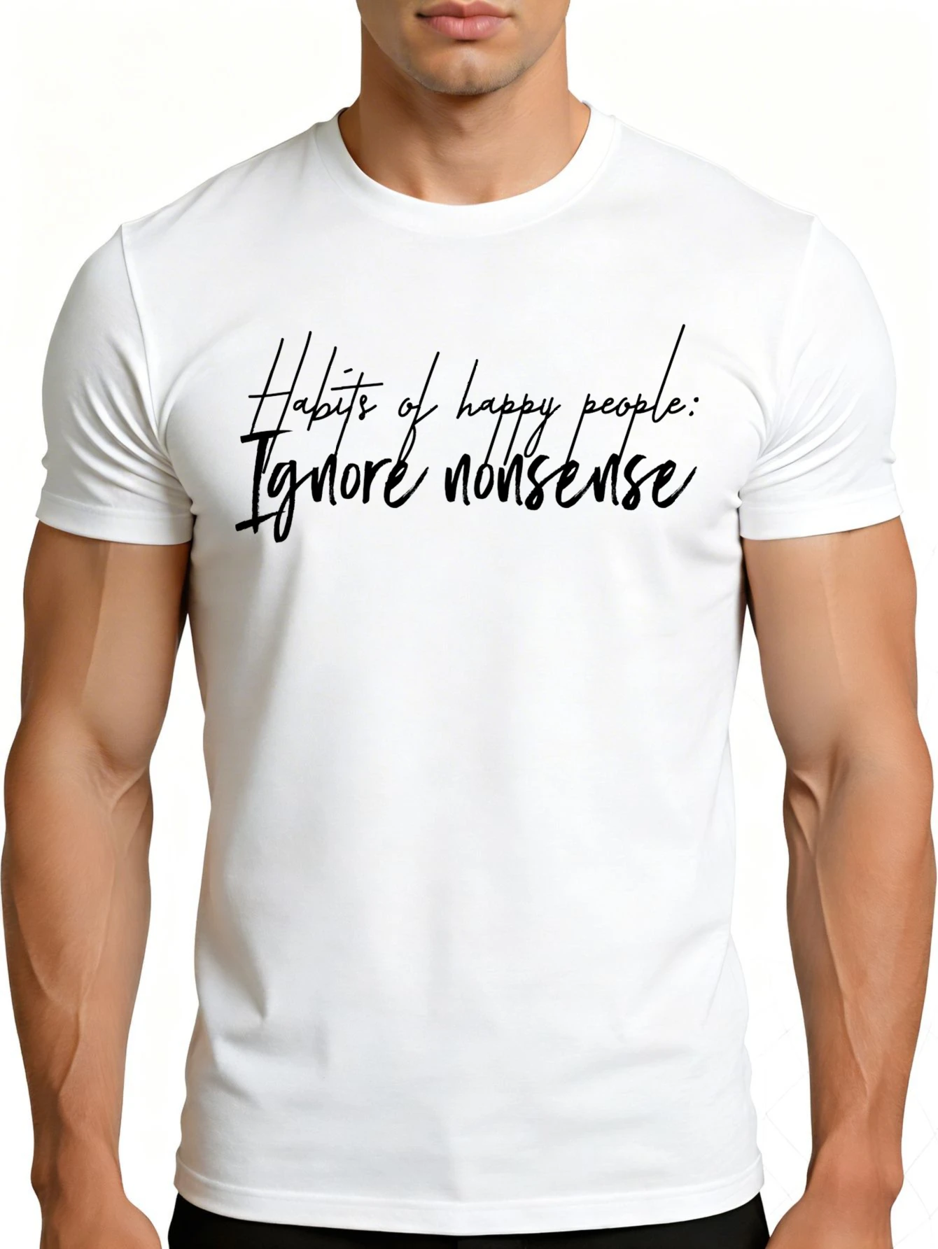 Men's Graphic T-Shirt - Breathable, Soft, Lightweight - Happy People Ignore Nonsense - Vintage Fun Graphic Casual Short Sleeve Summer Top, Gift for Him