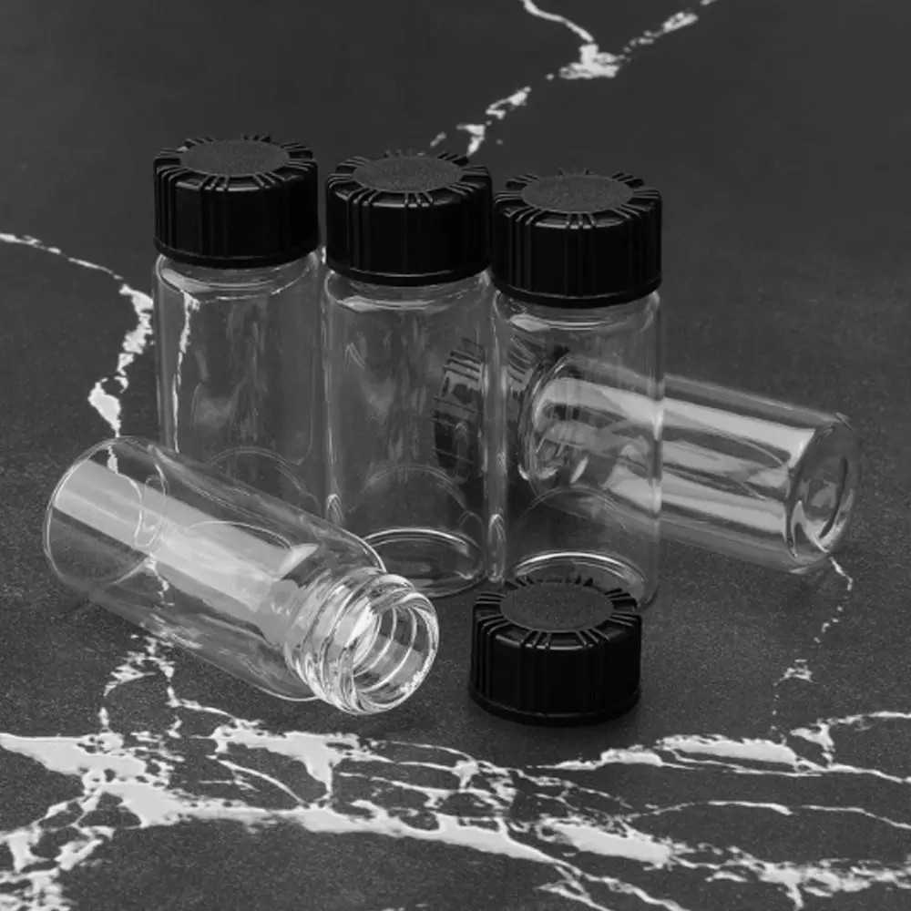 Clear Glass Bottles Vial Liquid Sampling Sample Glass Bottles Vials Screwcap Capacity 10ml (0.3 Oz) Pack of 10