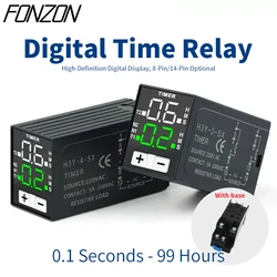Digital Power-On Delay Relay H3Y-2（8pin）H3Y-4（14pin） Timer Relay 0.1s-99h Cycle Delay With Base Ac220v Dc12v Dc24v