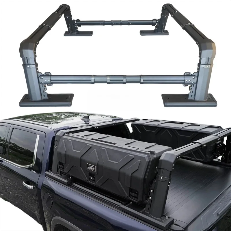 

Truck Ladder Rack Adjustable Aluminum Truck Bed Rack Roll Bar Universal for Pickup Trucks with 500kg Loading Car Roof Racks