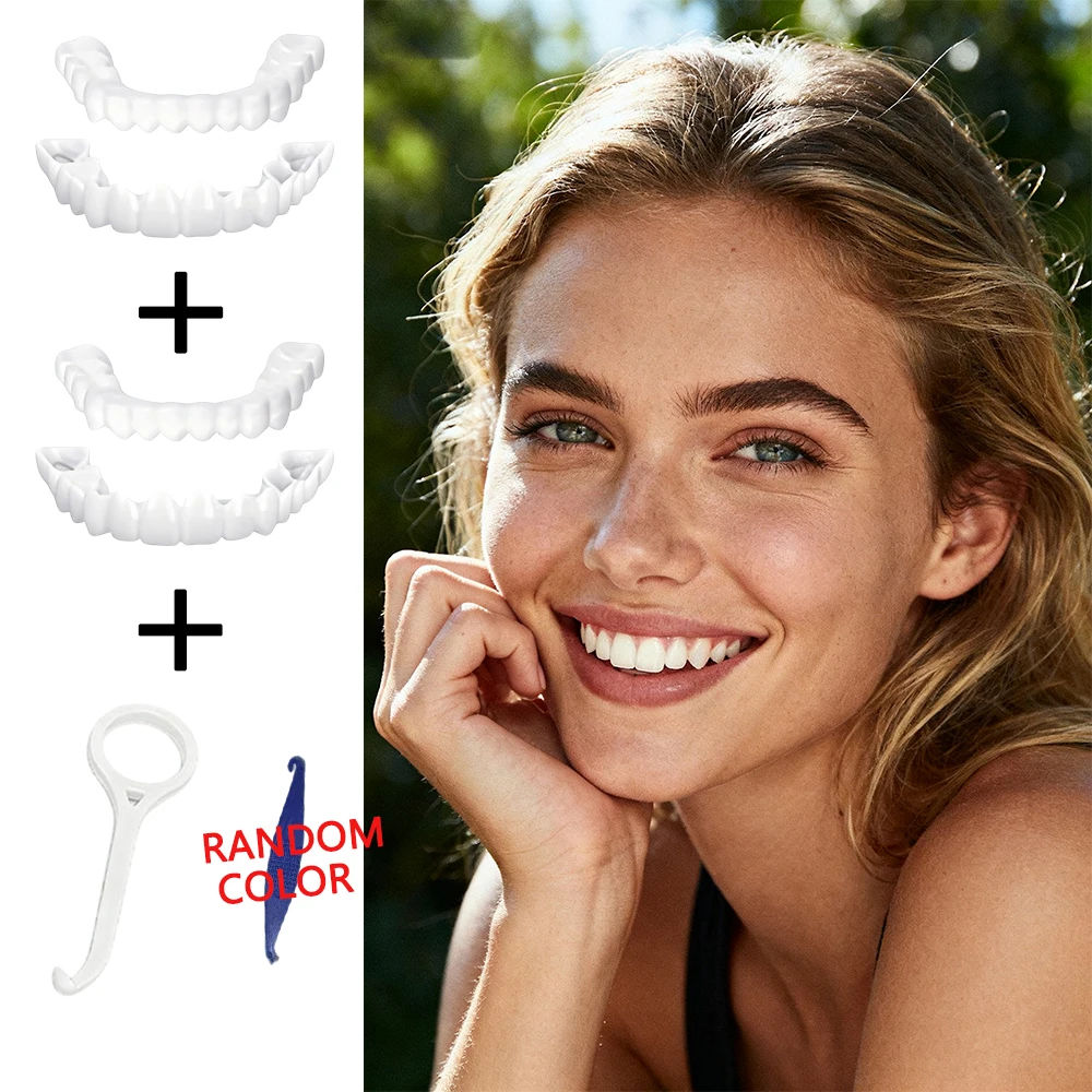 

New tant Smile Teeth Veneers, Reusable Temporary False Teeth, Soft fit design, ideal for daily makeup and selfie shooting H2931