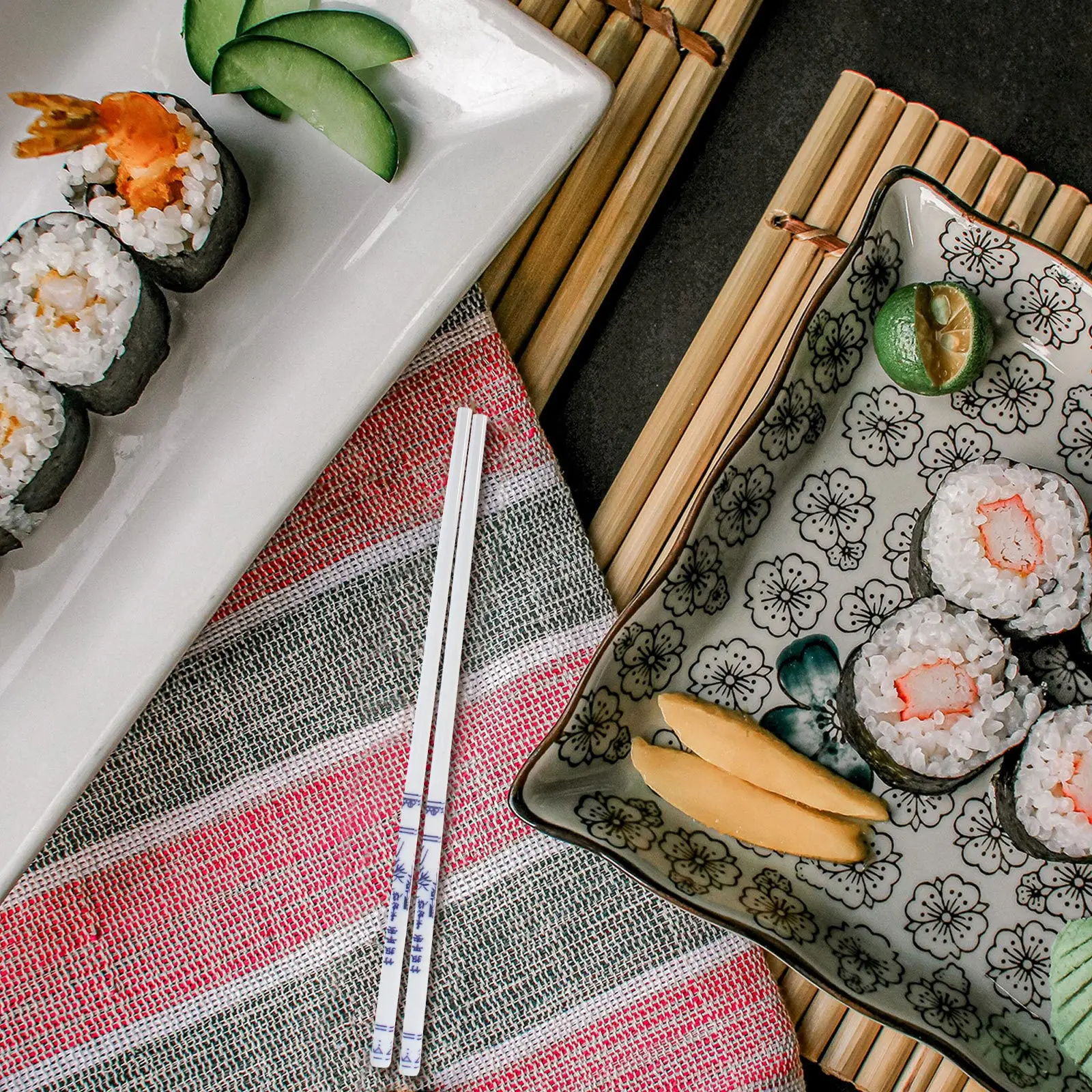 

5Pairs Blue White Porcelain Ceramic Chopsticks Reusable Long Chinese Tableware for Home Sushi Party