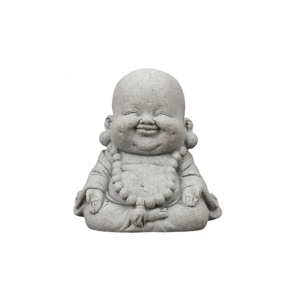 

Chinese Style Fat Smiling Buddha Ornament Green Sandstone Hand Carved Buddha Sculpture Cartoon Buddha Statue