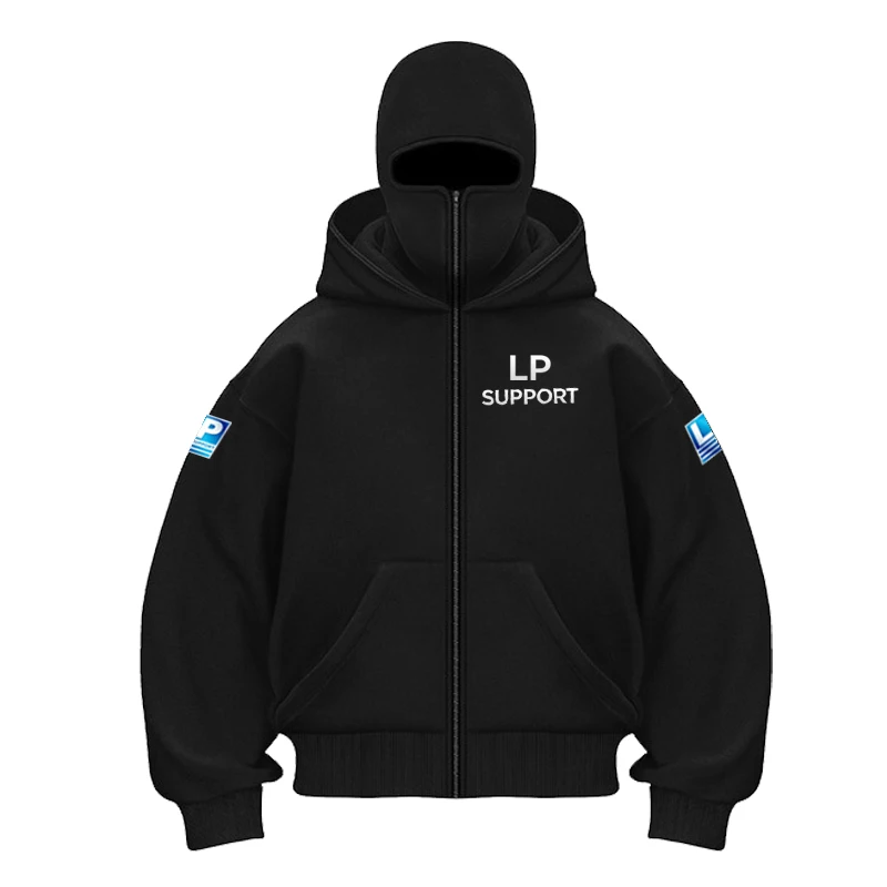 P SUPPORT eries 2026 Trendy Hoodie Double Cap White Sweatshirt Streetwear Fashion Personalized New Arrival for Stylish Individua