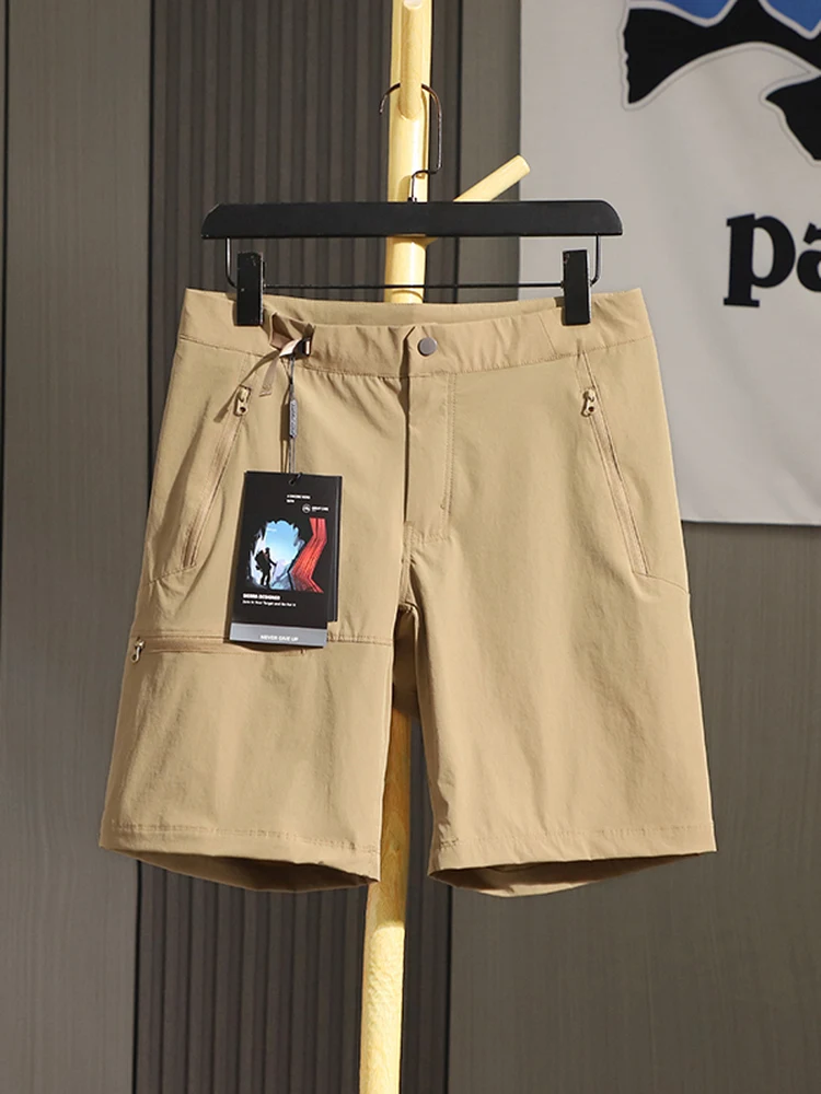 

Водонепроницаемые дышащие мужские летние спортивные брюки на открытом воздухе Moisture ng, повседневные брюки с пятью частями, прямые брюки со средней талией