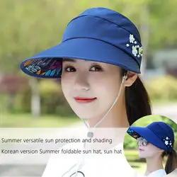 Women's Wide Eaves Summer Hat Sunshade Adjustable With Empty Protection Collapsible Top Sun Sun Hat Rope Windproof With H1X6