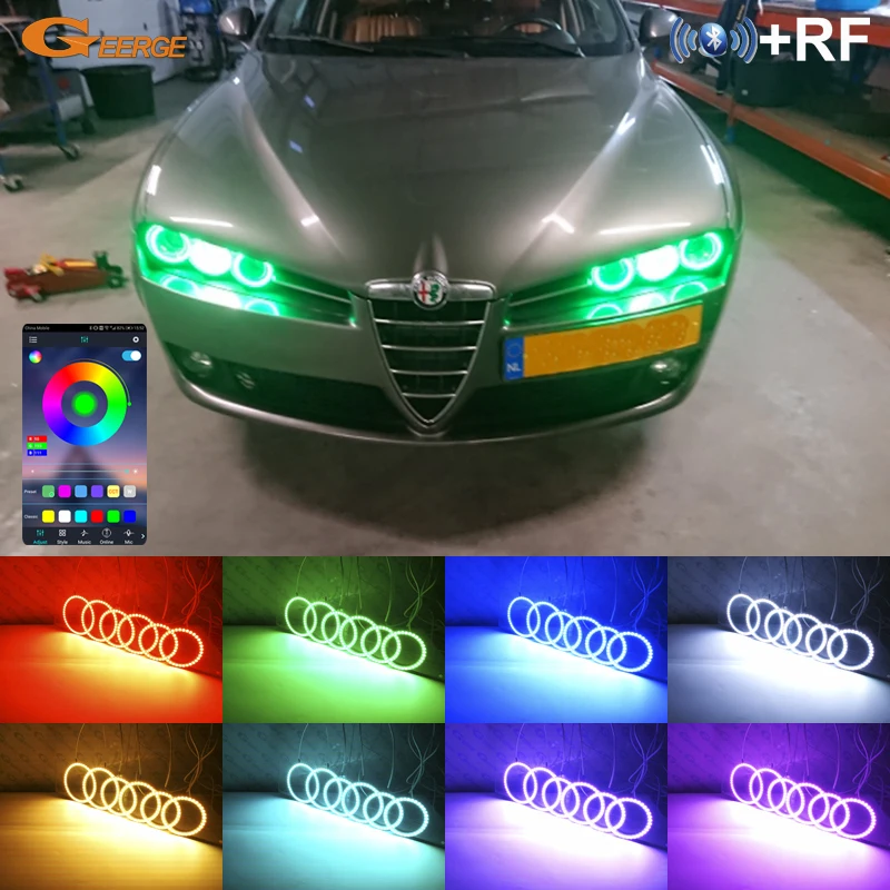 For Alfa Romeo 159 Brera Spider RF Remote Bluetooth-Compatible APP Multi-Color Ultra Bright RGB LED Angel Eyes Kit Halo Rings