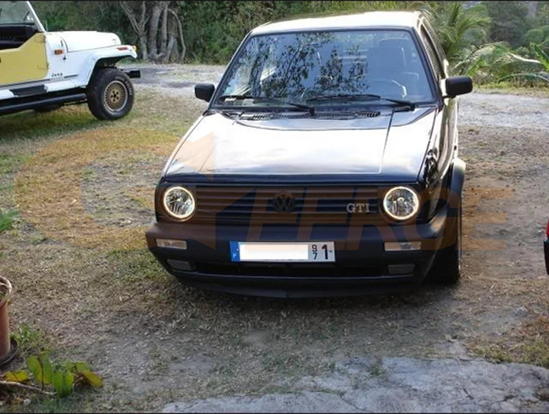 Geerge pour Volkswagen VW Golf Mk1 Mk2 GTI Euro phare Ultra lumineux lumière du jour clignotant LED Kit yeux d'ange anneaux Halo