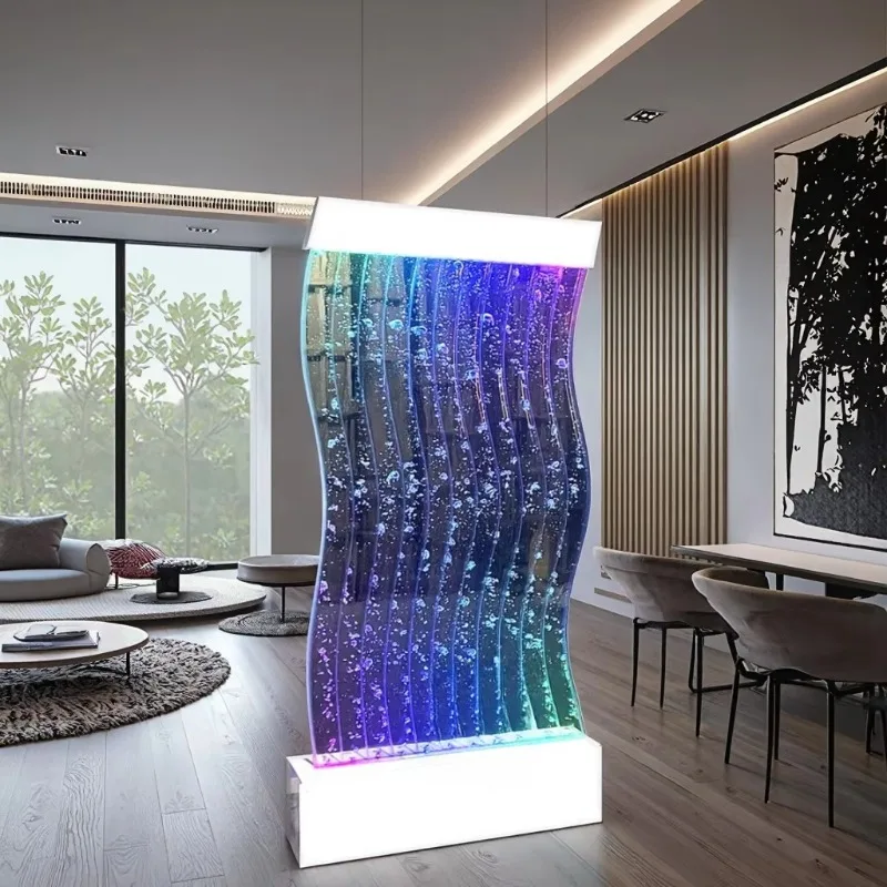 

Пользовательская S-образная акриловая настенная пузырьковая стена со светодиодной подсветкой RGB, перегородка со сменными цветами для отеля и современного домашнего декора