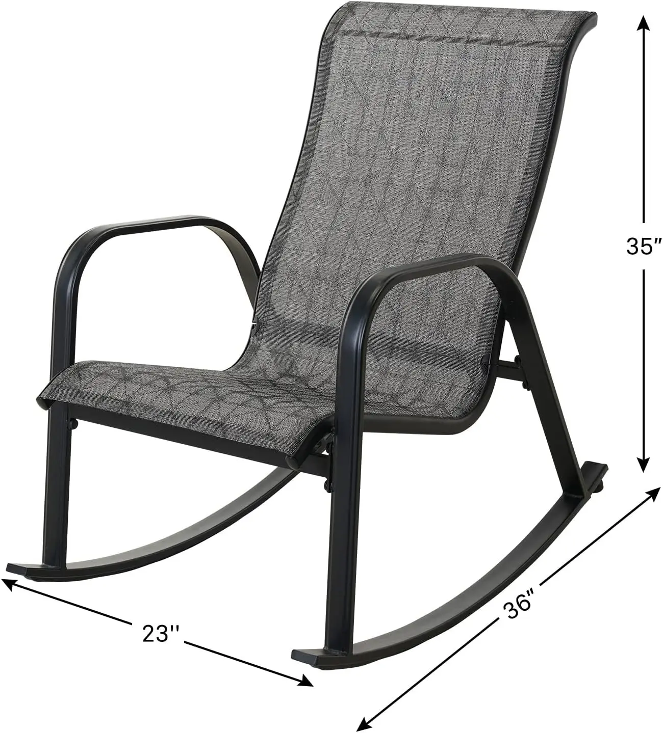 Grand patio Outdoor Rocking Chair, Mesh Sling Rocker Suitable for Outdoor Use, Backyard, Porch, Balcony (Black&Grey Plaid)