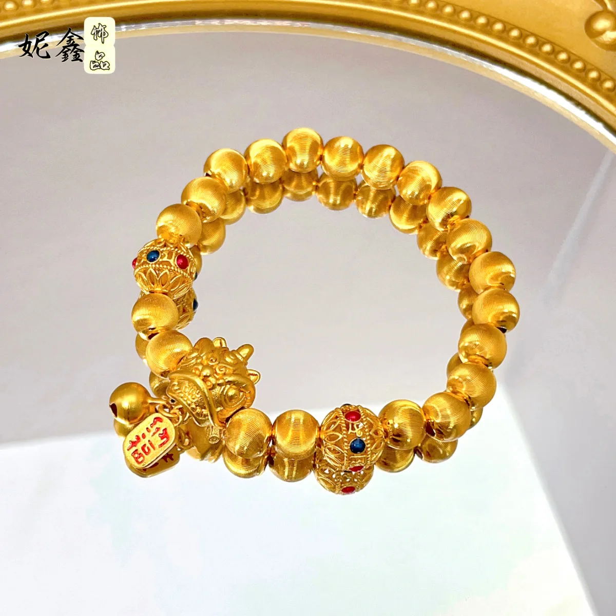 

Filigree Ball Lion Dance Cat's Eye Bracelet Women's 24K Gold AU999 - Pure gold filigree ball lion dance cat's eye bracelet