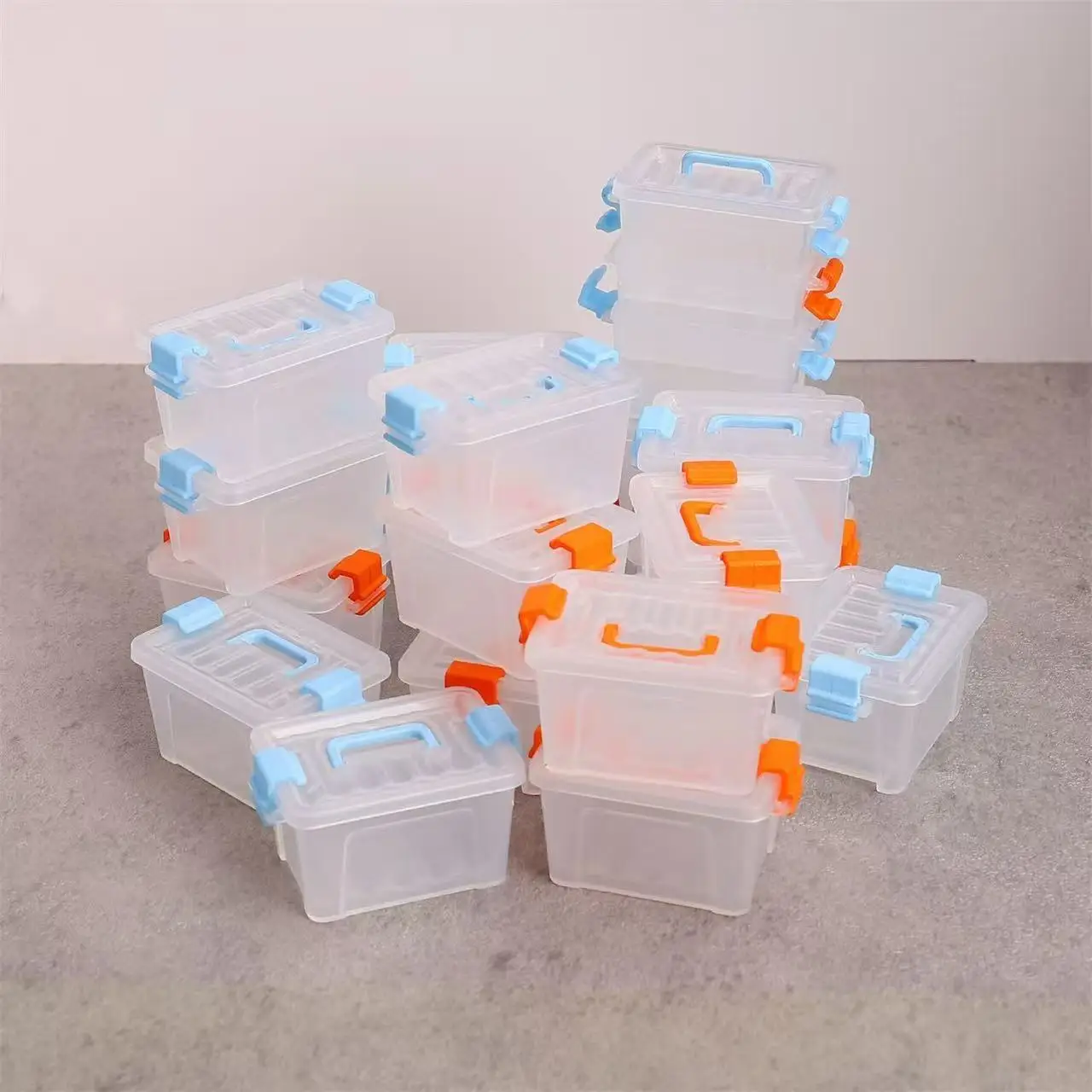 

5PCS Miniature Clear Storage Box with Handle Dollhouse Mini Plastic Container for Model Scene DIY Craft Diorama Decor Accessory