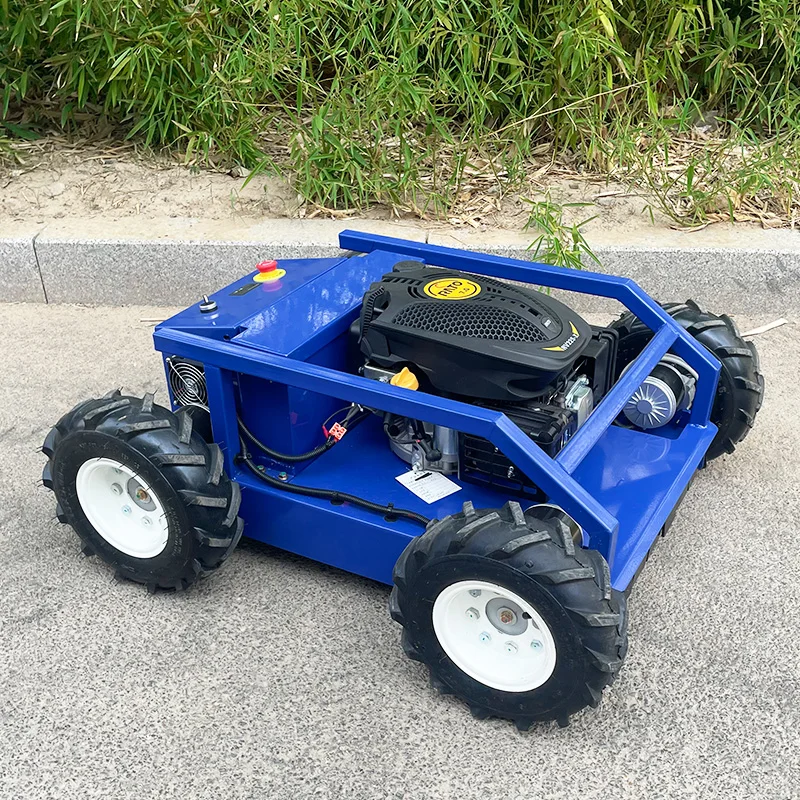Customized zero-turn lawn mower with track-type remote-controlled agricultural lawn mower. CE certified. For sale in gardens.