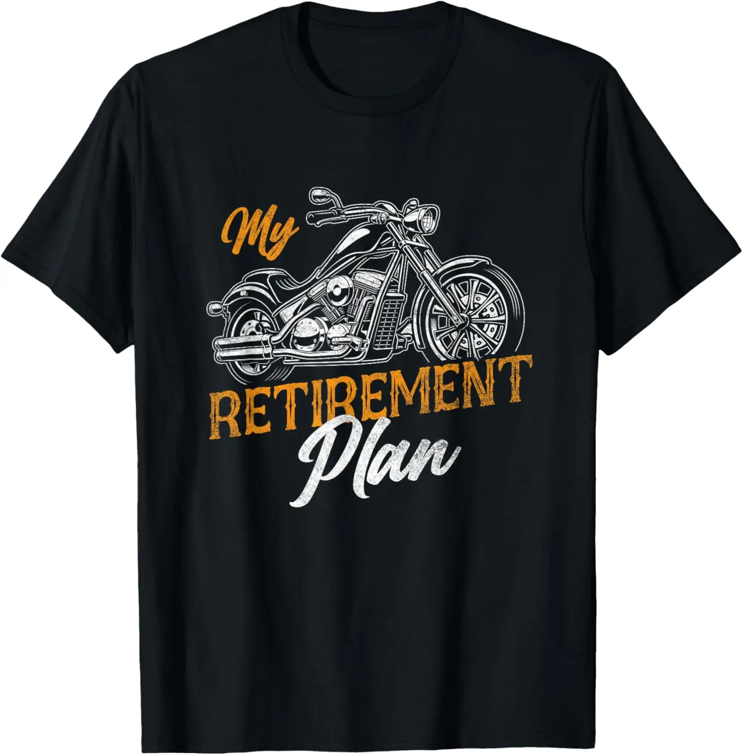 Classic Retired Motorcycle Biker My Retirement Plan Grandpa T-Shirt 100% Cotton Trendy Y2K Short-Sleeve Tee-Soft, Quick-Drying,