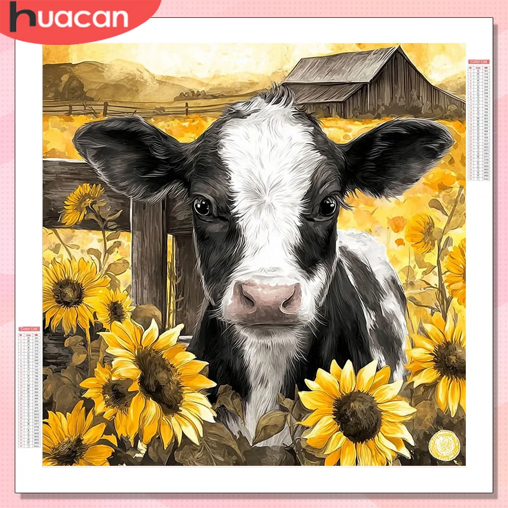 HUACAN Diamond Mosaic 5d Cattle Animal Diy Diamond Art Paint