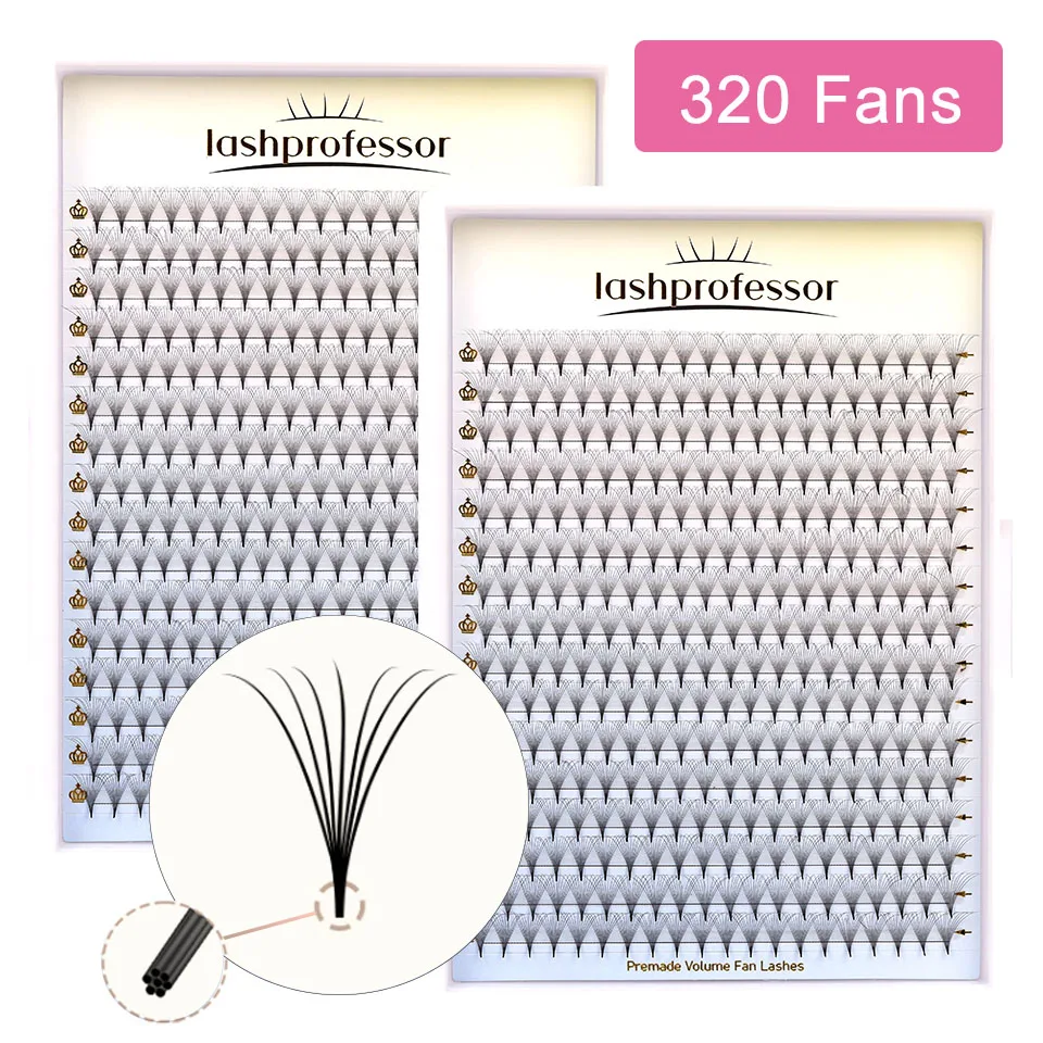 

320 Pre Made Fans Lash 3D 5D 6D 10D 12D 30D 40D Premade Fans Eyelash Extension Thin Pointy Base Russian Ready Fanned Volume Lash