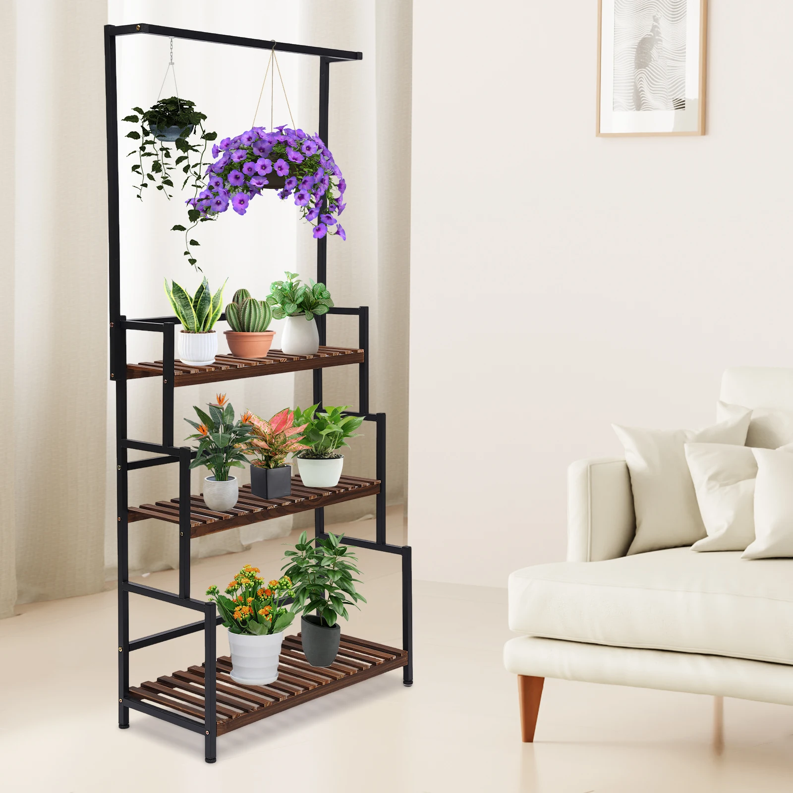 3-Tier Indoor Outdoor Plant Stand Flower Pot Organizer for Multiple Plants  Tiered Hanging Plant Shelf